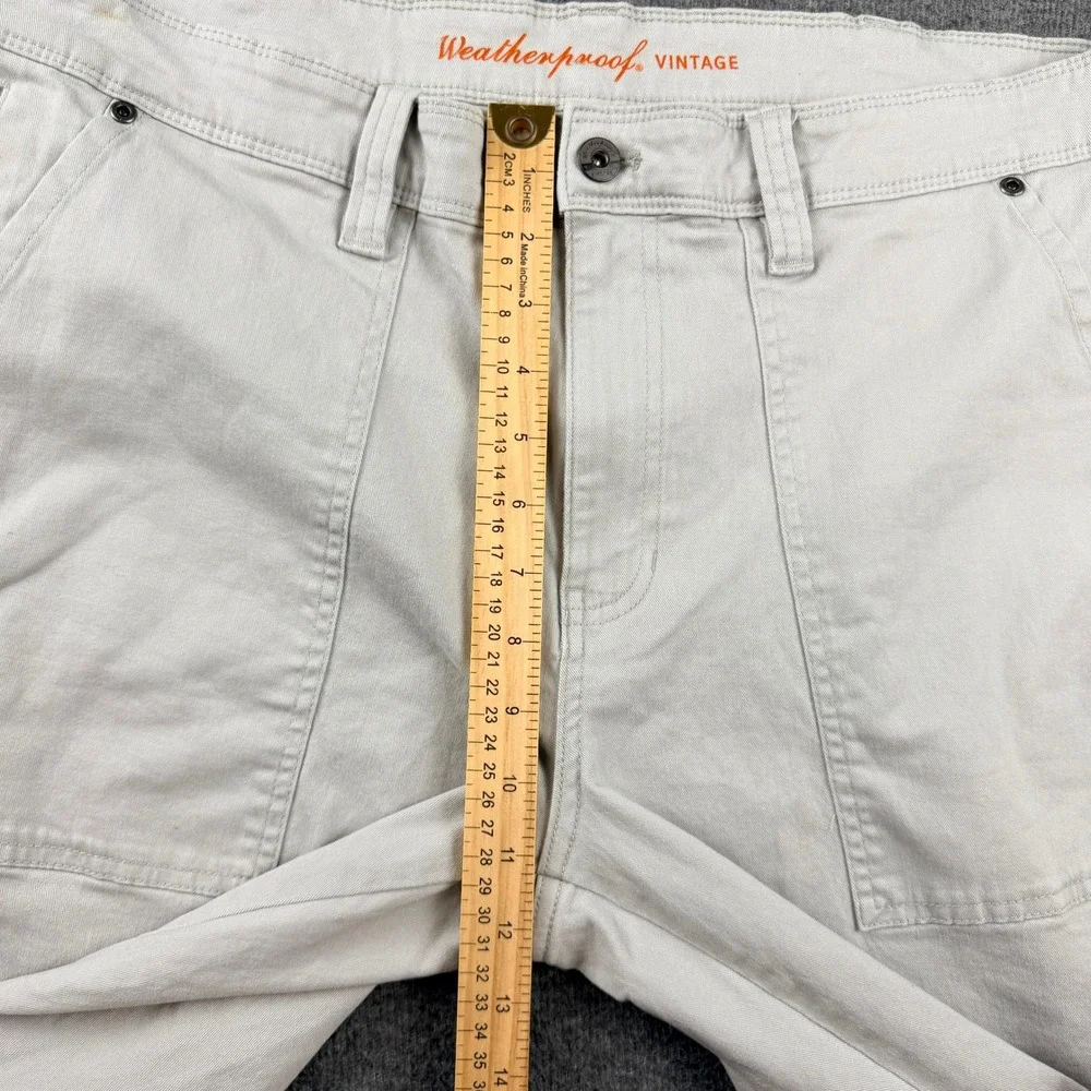 Weatherproof Vintage Men's Utility Cargo Shorts 38 Beige Cotton Spandex Stretch‎